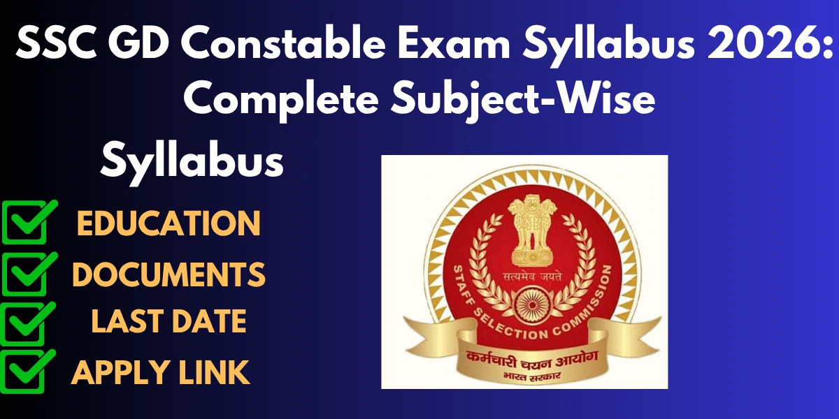 SSC GD Constable Exam Syllabus 2026: Complete Subject-Wise Breakdown