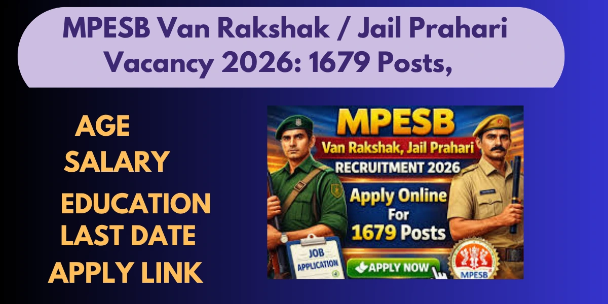 MPESB Van Rakshak / Jail Prahari Vacancy 2026: 1679 Posts, Last Date Extended to 30 April —